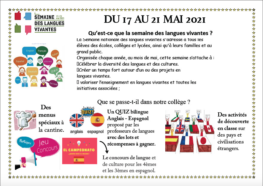 8 Axes Langues Vivantes Semaine des Langues vivantes - du 17 au 21 mai - Communications